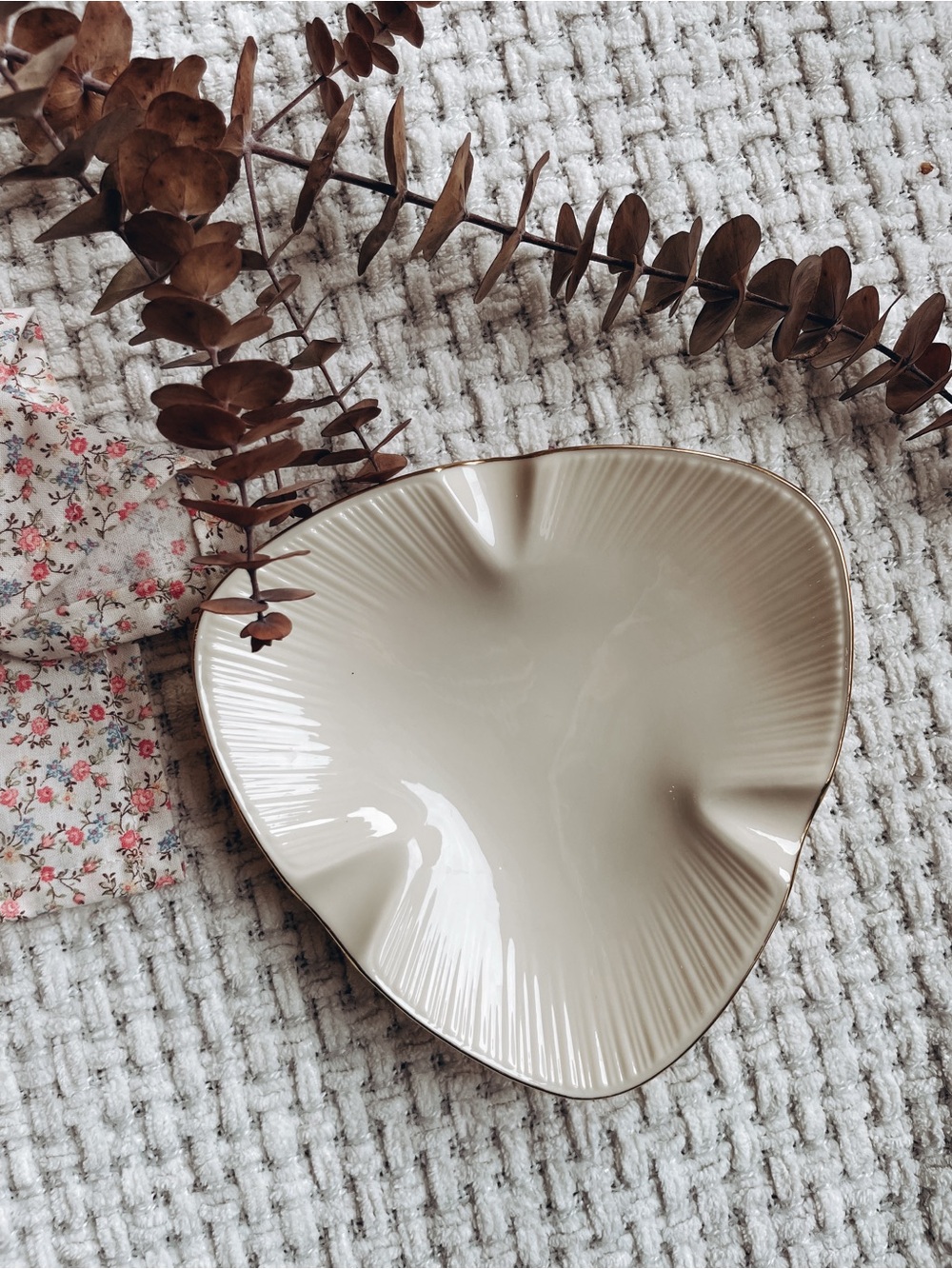 Lenox Porcelain Ivory Triangle Ashtray